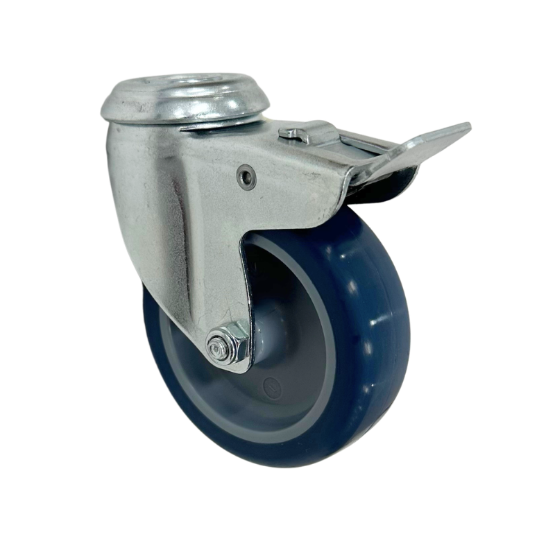 1477PAO075P30 - 60kg Bolt Hole Total Brake 75mm Polyurethane