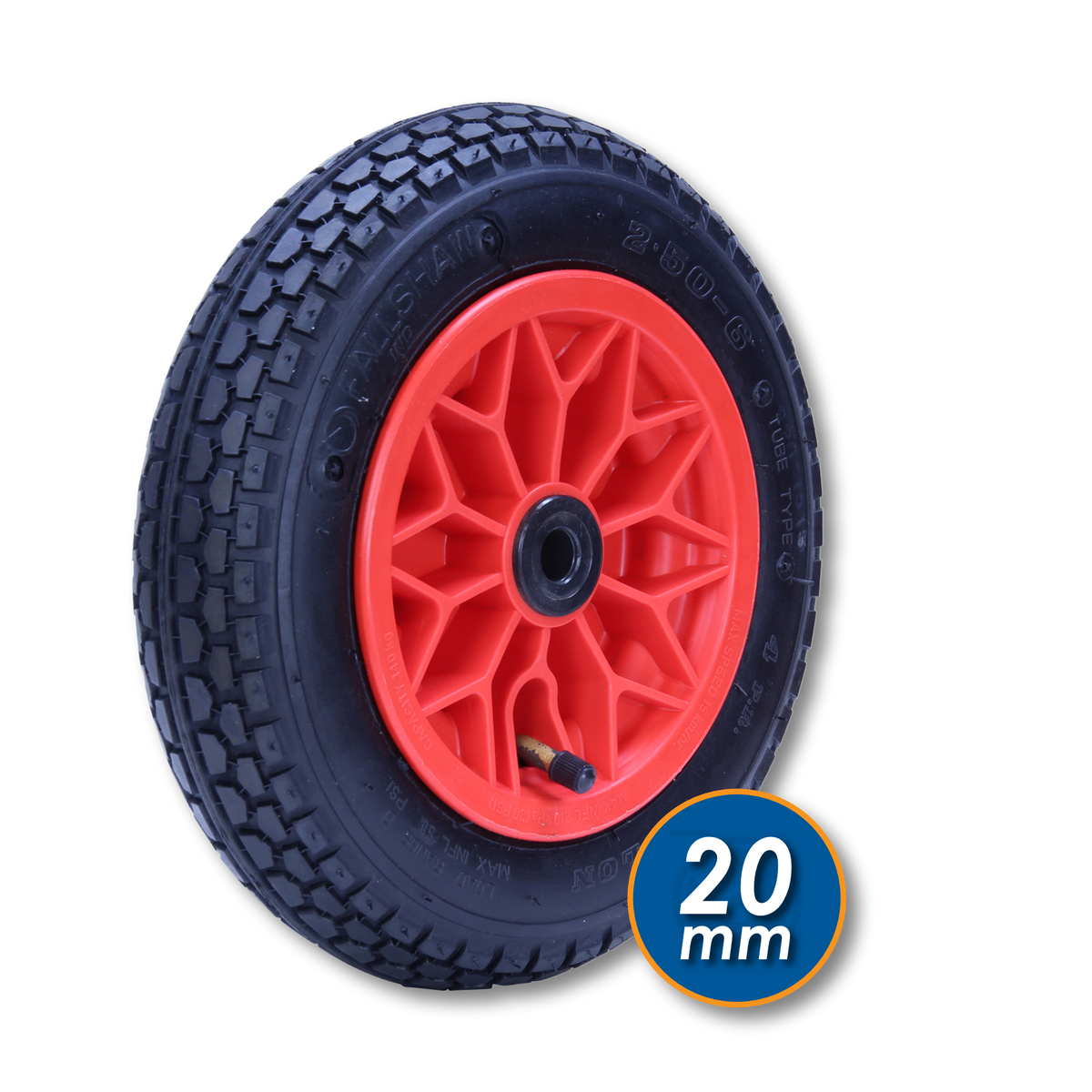 250X6IND-PWA - 110 kg 275mm Plastic Centre Pneumatic Wheel