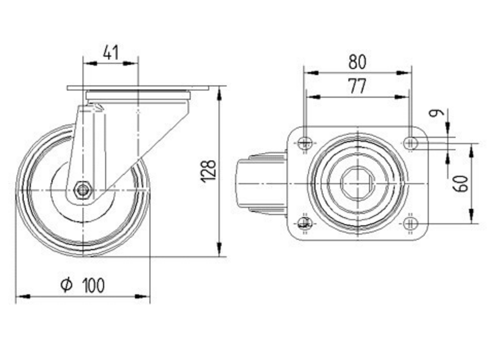 8470UOD100P62 - 200kg Swivel Plate 100mm Stainless Steel White Nylon