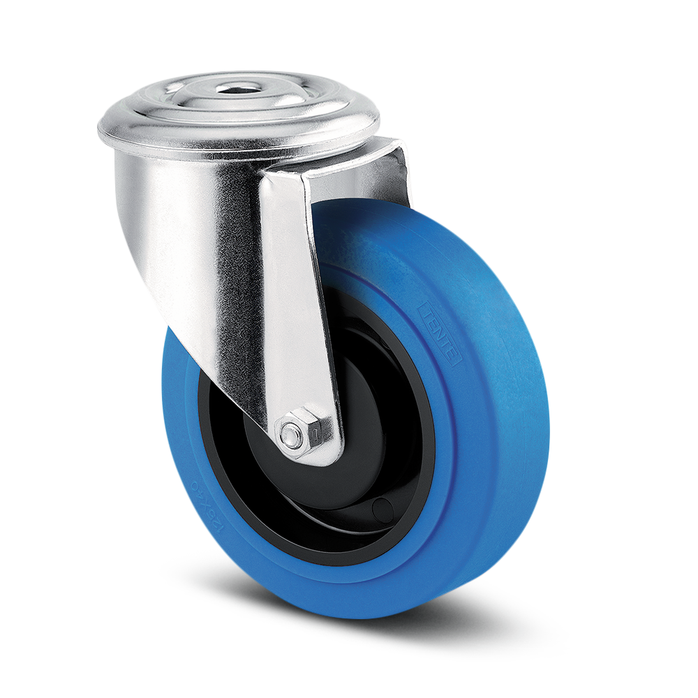 3370PJP125P3013 - 150kg Swivel Bolt Hole 125mm Blue Rubber