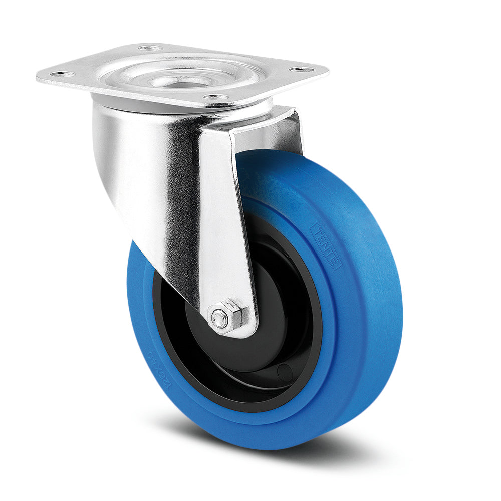 3370PJP125P62 - 150kg Swivel Plate 125mm Blue Rubber