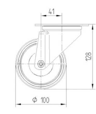 3370PJP100P62 - 125kg Swivel Plate 100mm Blue Rubber