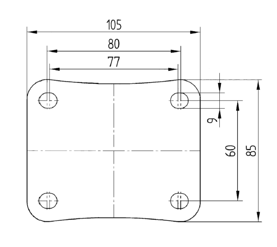 3370PJP100P62 - 125kg Swivel Plate 100mm Blue Rubber