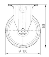 3378PJP100P62 - 125kg Fixed Plate 100mm Blue Rubber