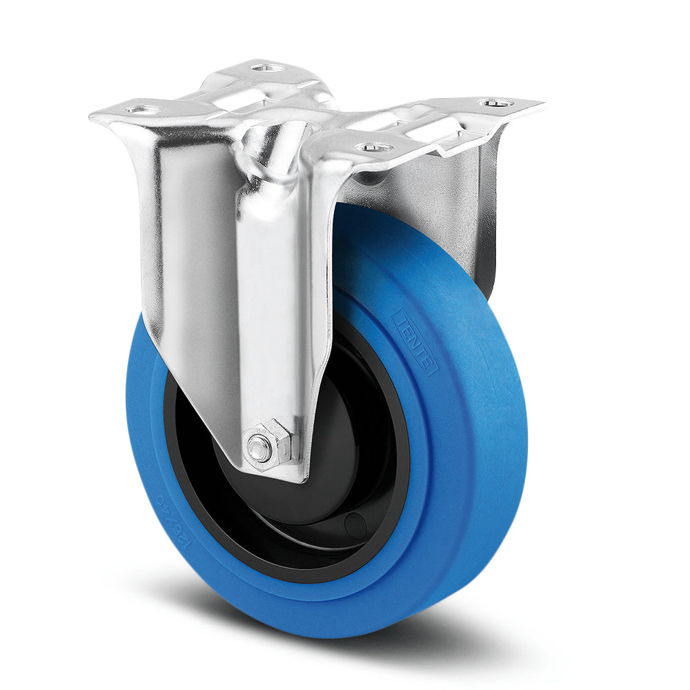 3378PJP125P62 - 150kg Fixed Plate 125mm Blue Rubber