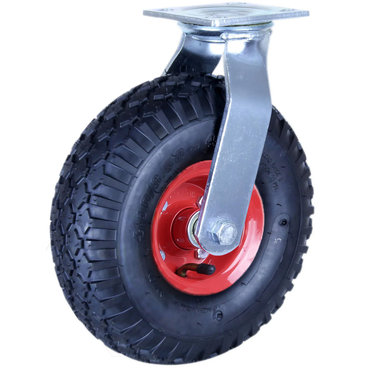 PZN350X4-PS - 160 kg Swivel Plate 265mm Black Rubber Pneumatic