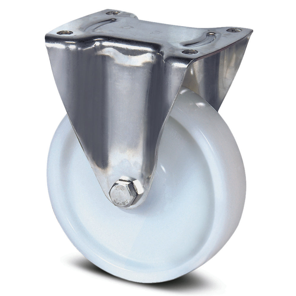 8478UOD100P62 - 200kg Fixed Plate 100mm Stainless Steel White Nylon