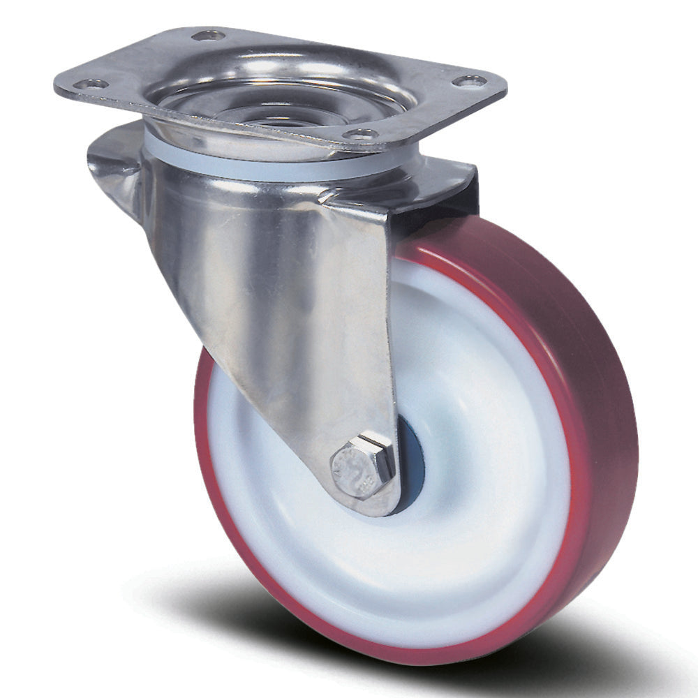 8470UAD100P62M - 150 kg Swivel Plate 100mm Stainless Steel Polyurethane