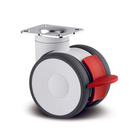 5947UAP100W-PRB<span>120 Kg Swivel/Brake Plate 100mm Twin Wheel Polyurethane</span>