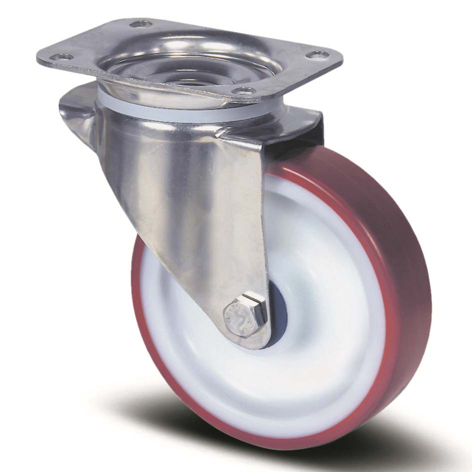 8470UAD125P62M - 200kg Swivel Plate 125mm Stainless Steel Polyurethane