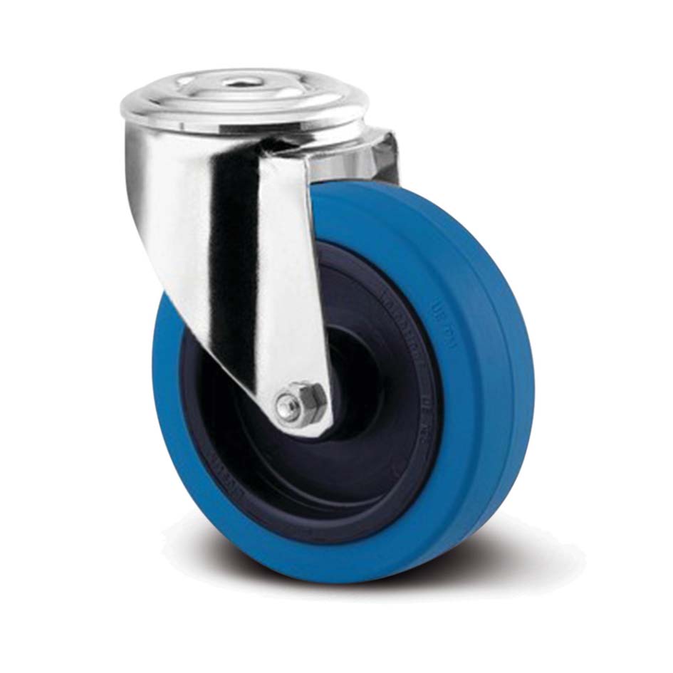 8470UFD125P30B - 200kg Bolt Hole 125mm Stainless Steel Blue Rubber
