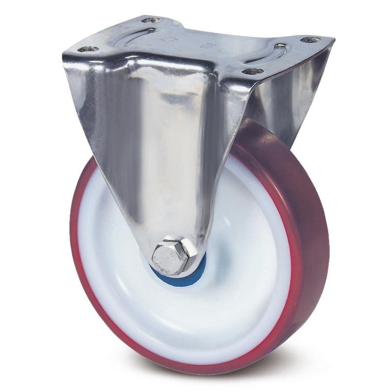 8478UAD100P62M - 150 kg Fixed Plate 100mm Stainless Steel Polyurethane