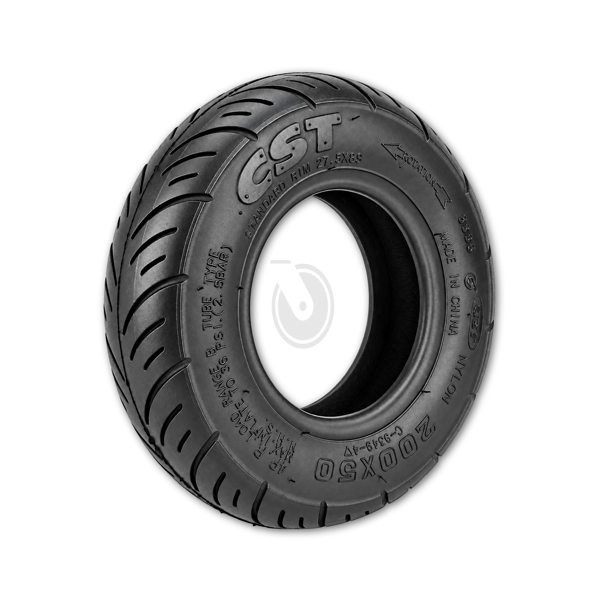 CST 200x50 high-performance replacement tyre, angled view