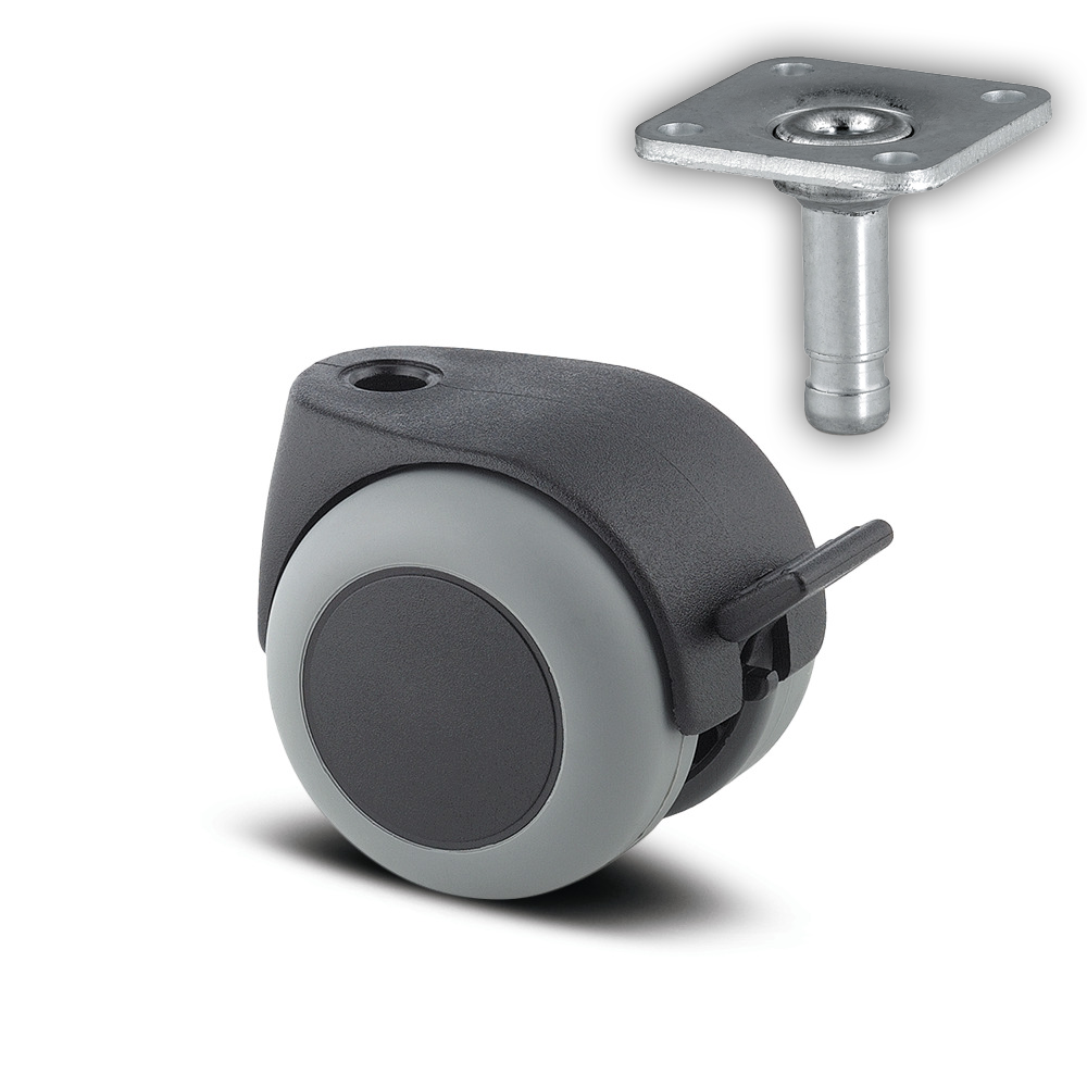 AA25PJI050L51-8 40 Kg Swivel Wheel Brake 50mm Grey TPE