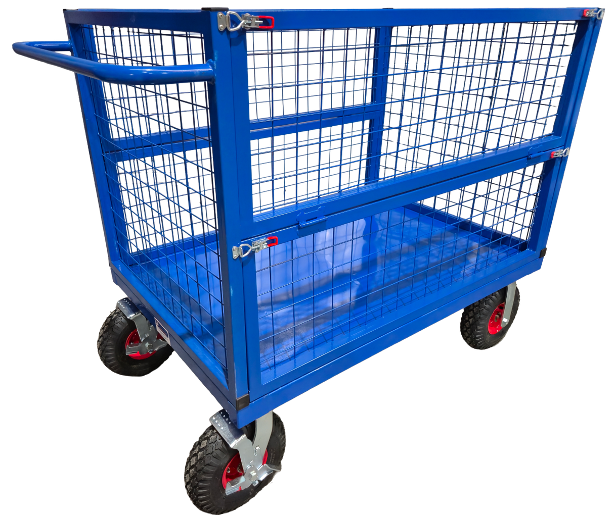 DWC500CAGE-PNEU - 500g Folding Side Cage Trolley with Pneumatic Wheels