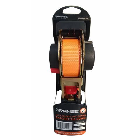 GRQR25S <span> Quick Release Retractable Ratchet Tie Down</span>320Kg 25mm x 3.5m