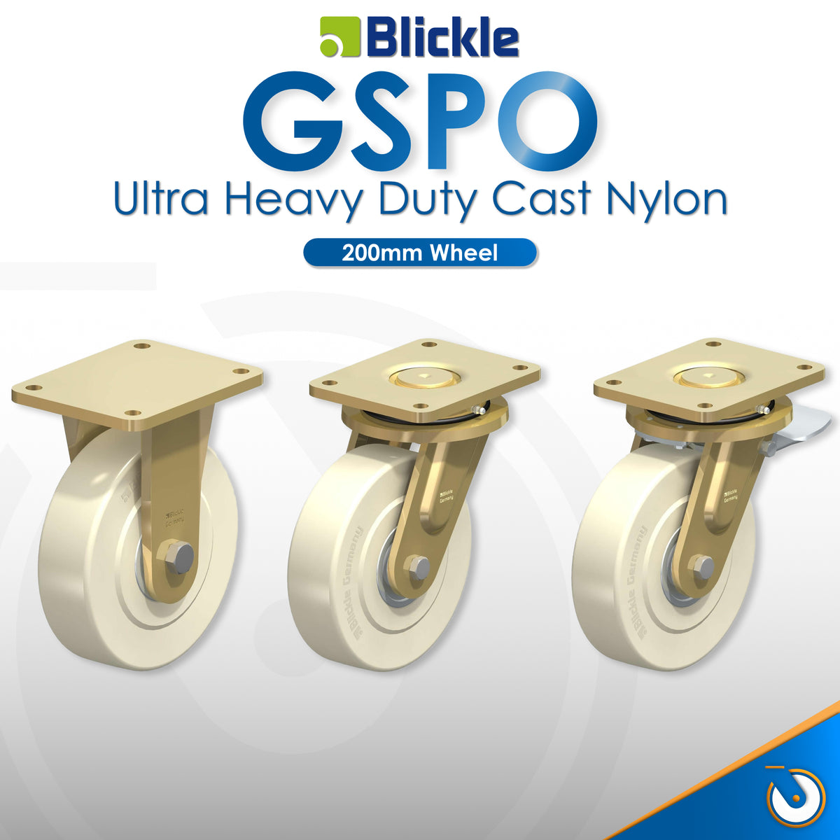 Blickle GSPO 200mm Ultra Heavy Duty Compressed Nylon Castor Series