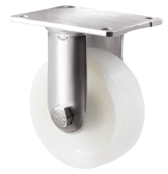 ONS125W/HSF - 400 kg Stainless Steel Fixed Plate 125mm White Nylon