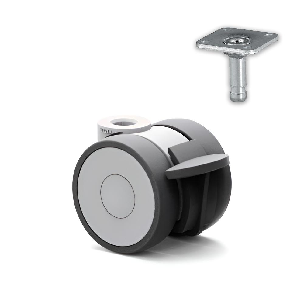 5925UAI050L51-G 50 Kg Swivel/Brake 50mm Twin Wheel Polyurethane