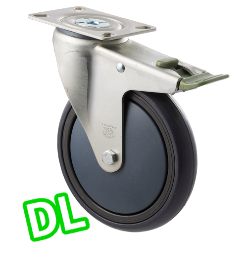QTQ150G/MZPDL - 200 kg Swivel Plate Directional Lock 150mm Grey Rubber