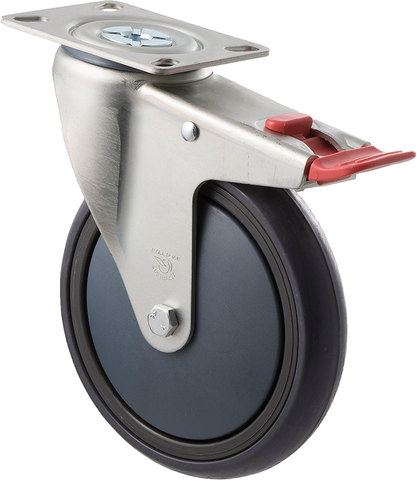 QTQ150G/MZPTB <span>200 Kg Swivel Plate Total Brake 150mm Grey Rubber