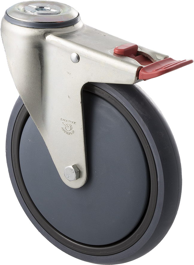QTQ175G/MZHTB - 200 kg Bolt Hole Total Brake 175mm Grey Rubber