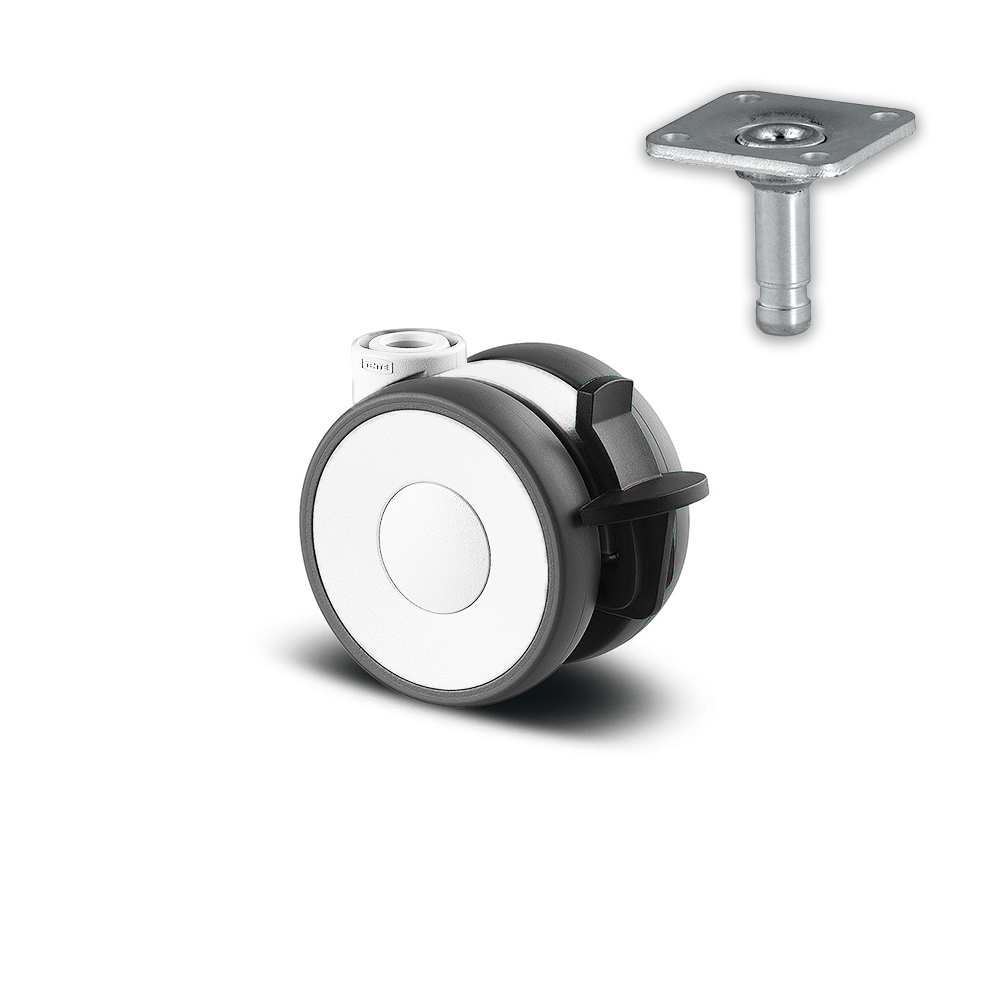 5925POH065W-BK 50 Kg Swivel/Brake 65mm Twin Wheel Polyamide