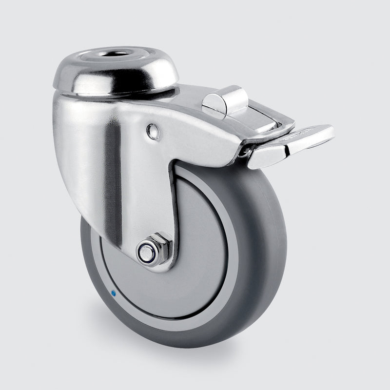 KSHT07525-TPB 75 kg Bolt-Hole Total Brake 75mm Stainless Steel Grey TPE