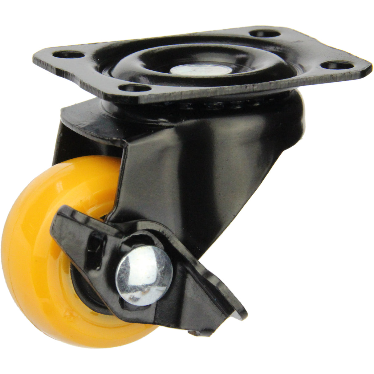BPUA25SWB - 12 Kg Swivel Plate Wheel Brake 25mm Orange Polyurethane