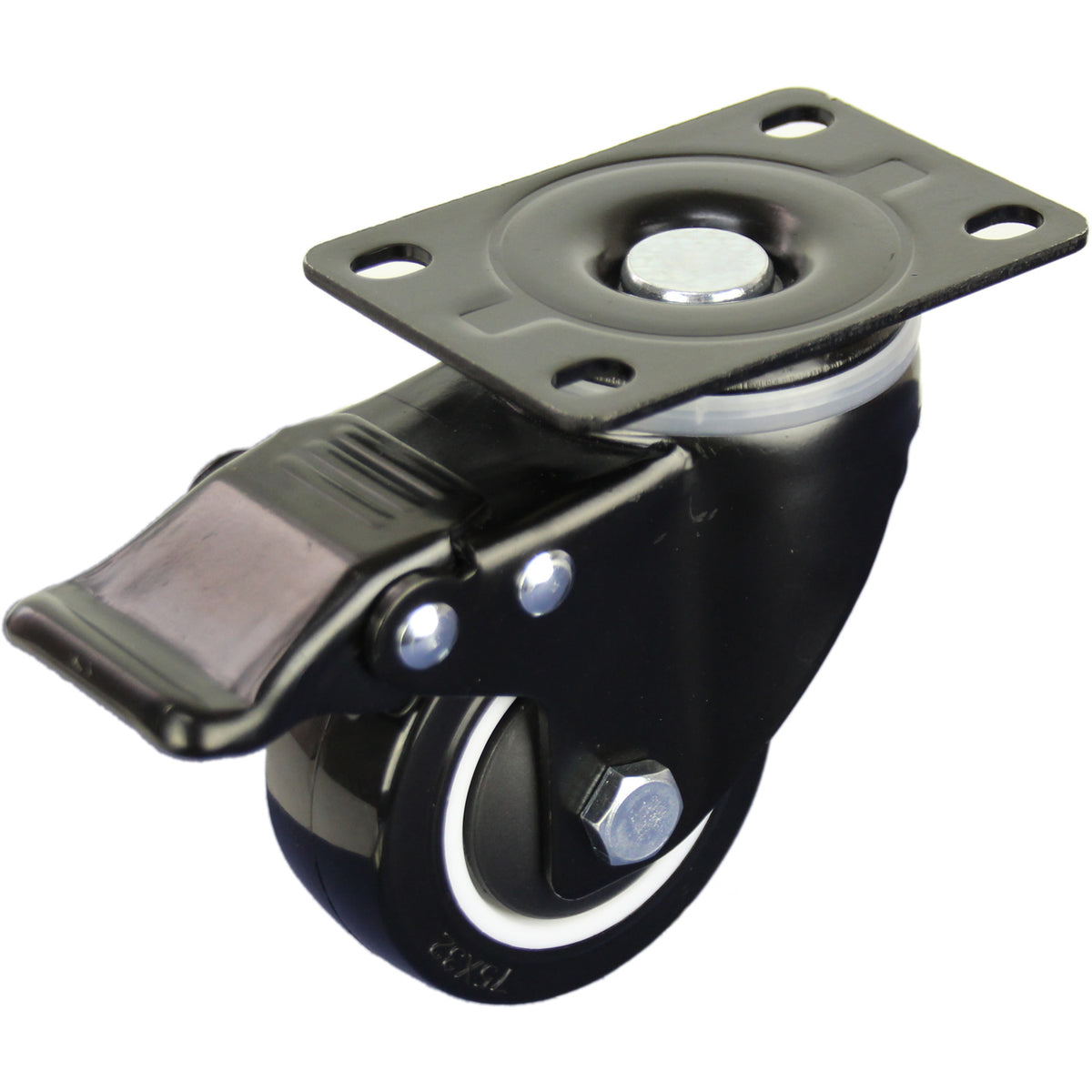 BPUQ75STB - 115 kg Swivel Plate Total Brake 75mm Polyurethane