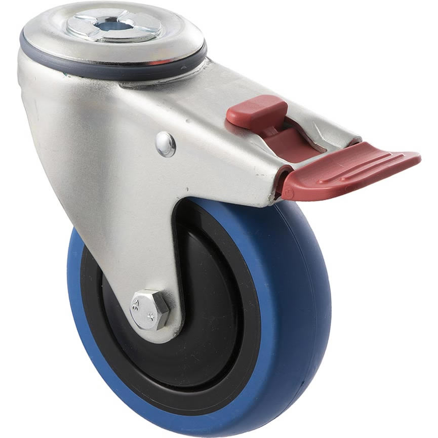 CBQ100G/MZHTB - 100 Kg Bolt-Hole Total Brake 100mm Blue Rubber