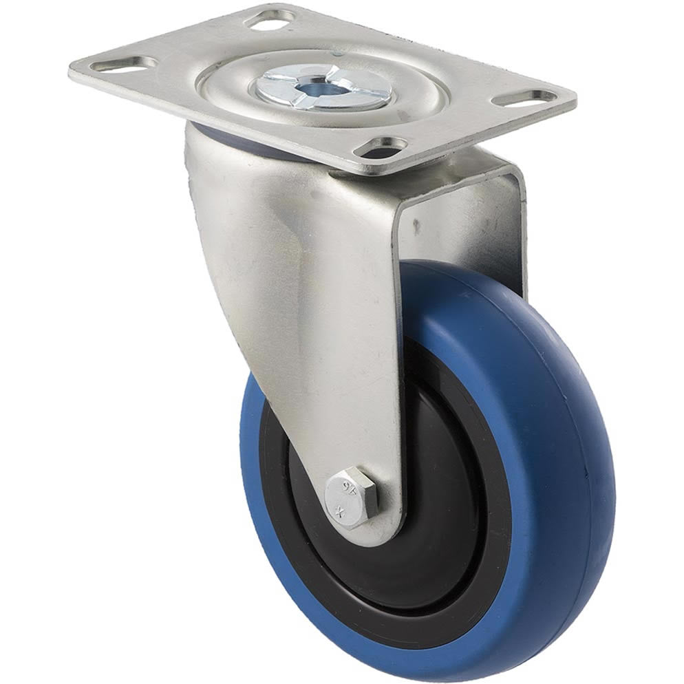 CBQ100G/MZP - 100 Kg Swivel Plate 100mm Blue Rubber