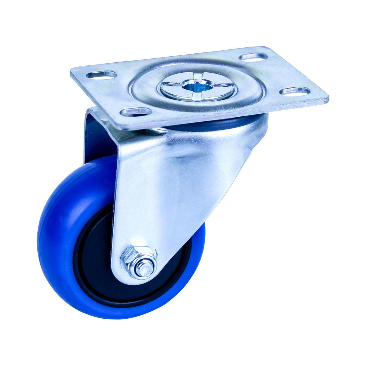 CBQ75G/MZP - 85 Kg Swivel Plate 75mm Blue Rubber