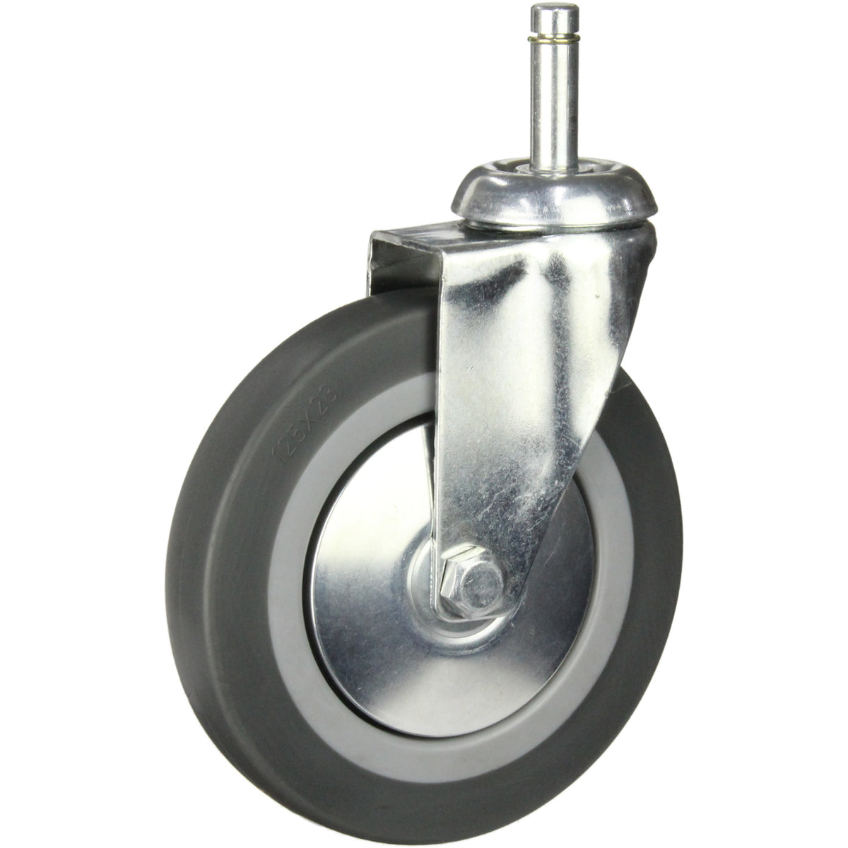 CTCGRQ125BH - 80 kg C11 Stem Swivel 125mm Grey Rubber Cleaning Trolley Castor