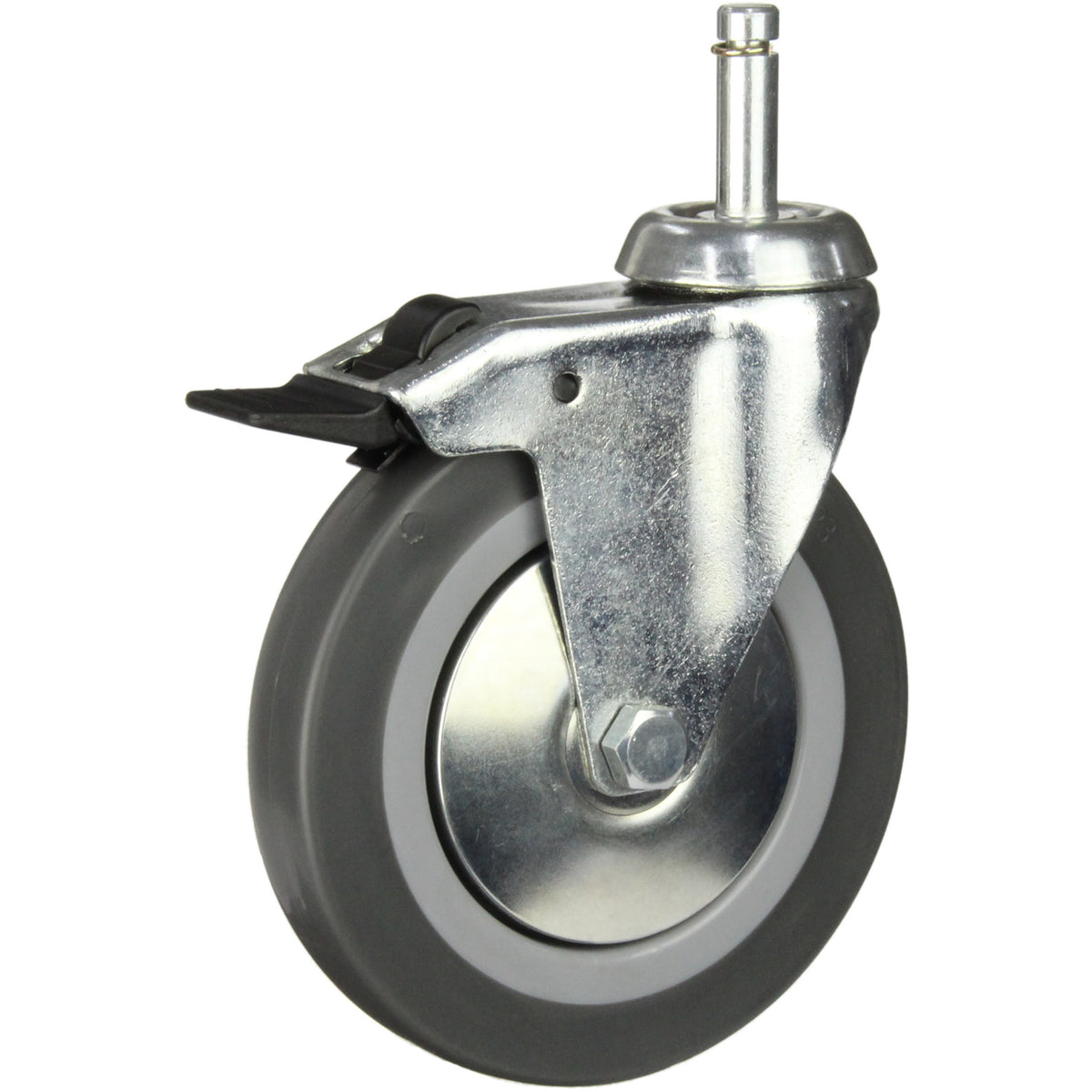 CTCGRQ125BHTB - 80 kg C11 Stem Swivel Total Brake 125mm Grey Rubber Cleaning Trolley Castor