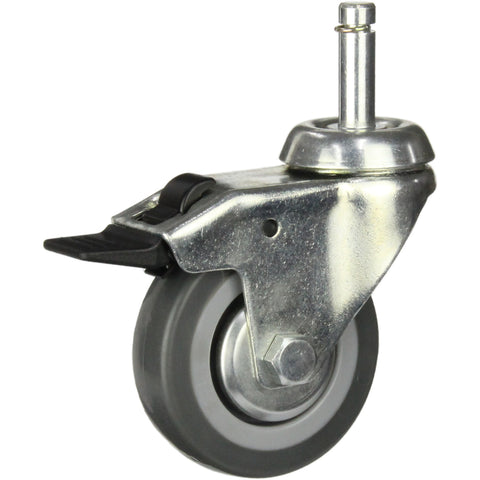 CTCGRQ75BHTB<span>60 Kg C11 Stem Swivel Total Brake 75mm Grey Rubber Cleaning Trolley Castor</span>