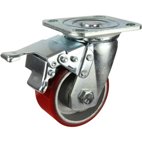 HIN4SB-CIPU <span>280 Kg Swivel Plate Total Brake 100mm Polyurethane</span>