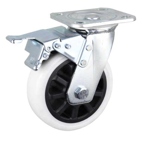 HIN6SB-WNQ<span>430 Kg Swivel Plate Total Brake 150mm White Nylon</span>