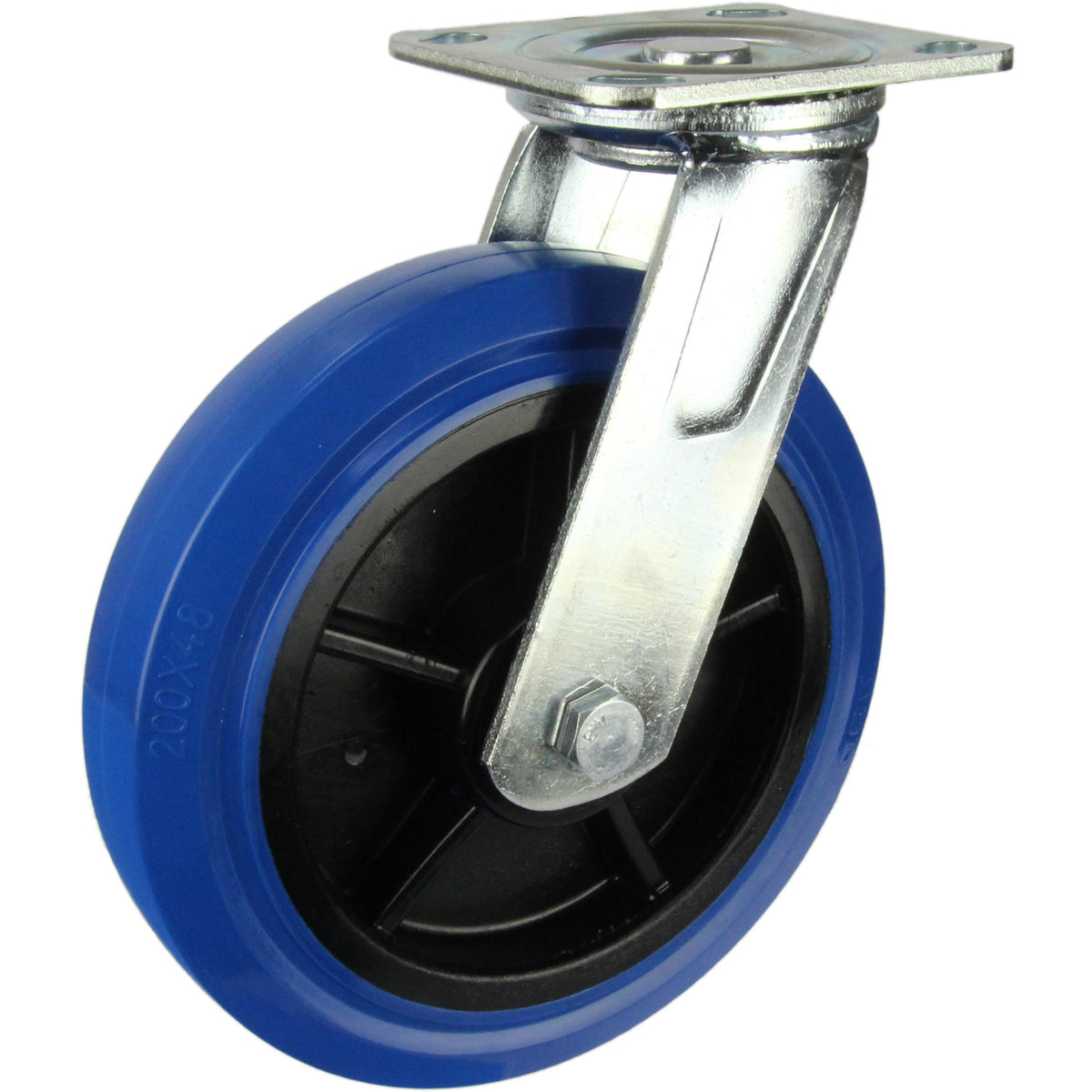 HIN8S-BRQ - 350 kg Swivel Plate 200mm Blue Rubber