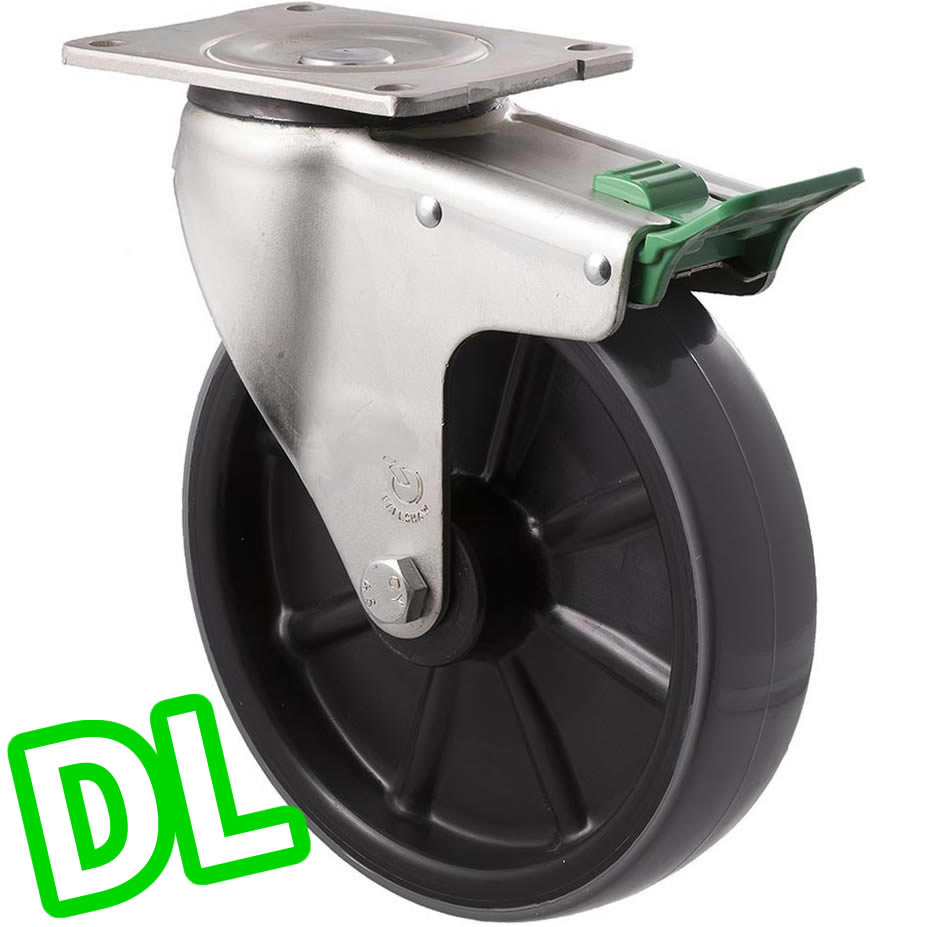 HUR200/OZPDL - 500 Kg Swivel Plate Direction Lock Only 200mm Polyurethane