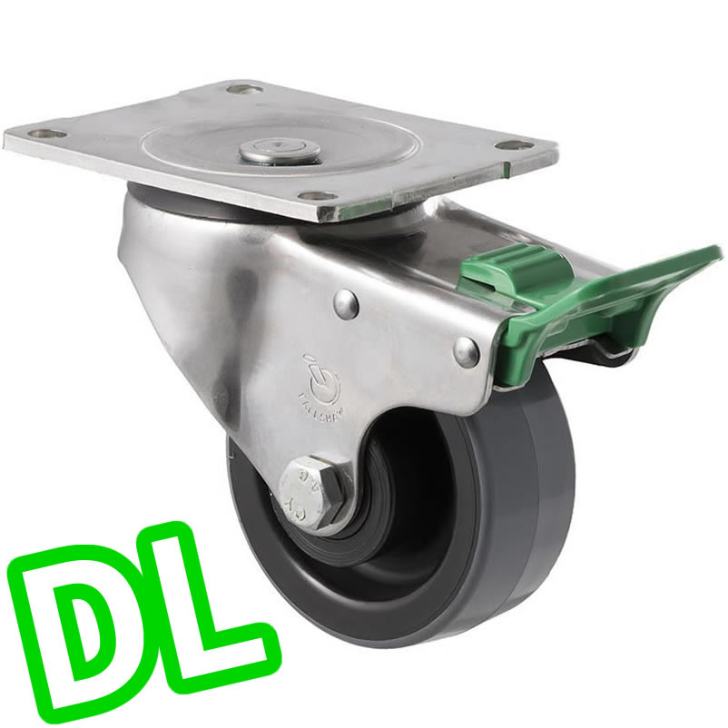 HUS100/OSPDL - 400 kg Stainless Steel Swivel Plate Direction Lock Only 100mm Polyurethane
