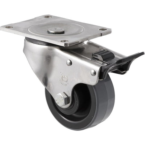 HUS100/OSPTB <span>400 Kg Stainless Steel Swivel Plate Total Brake 100mm Polyurethane</span>