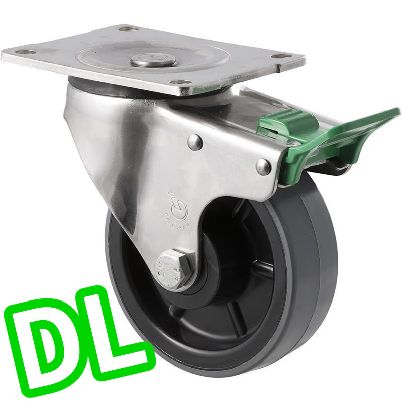 HUS125/OSPDL - 400 kg Stainless Steel Swivel Plate Direction Lock Only 125mm Polyurethane