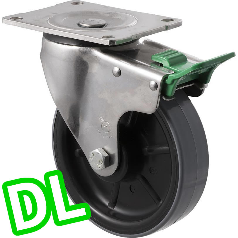 HUS150/OSPDL - 450 kg Stainless Steel Swivel Plate Direction Lock Only 150mm Polyurethane