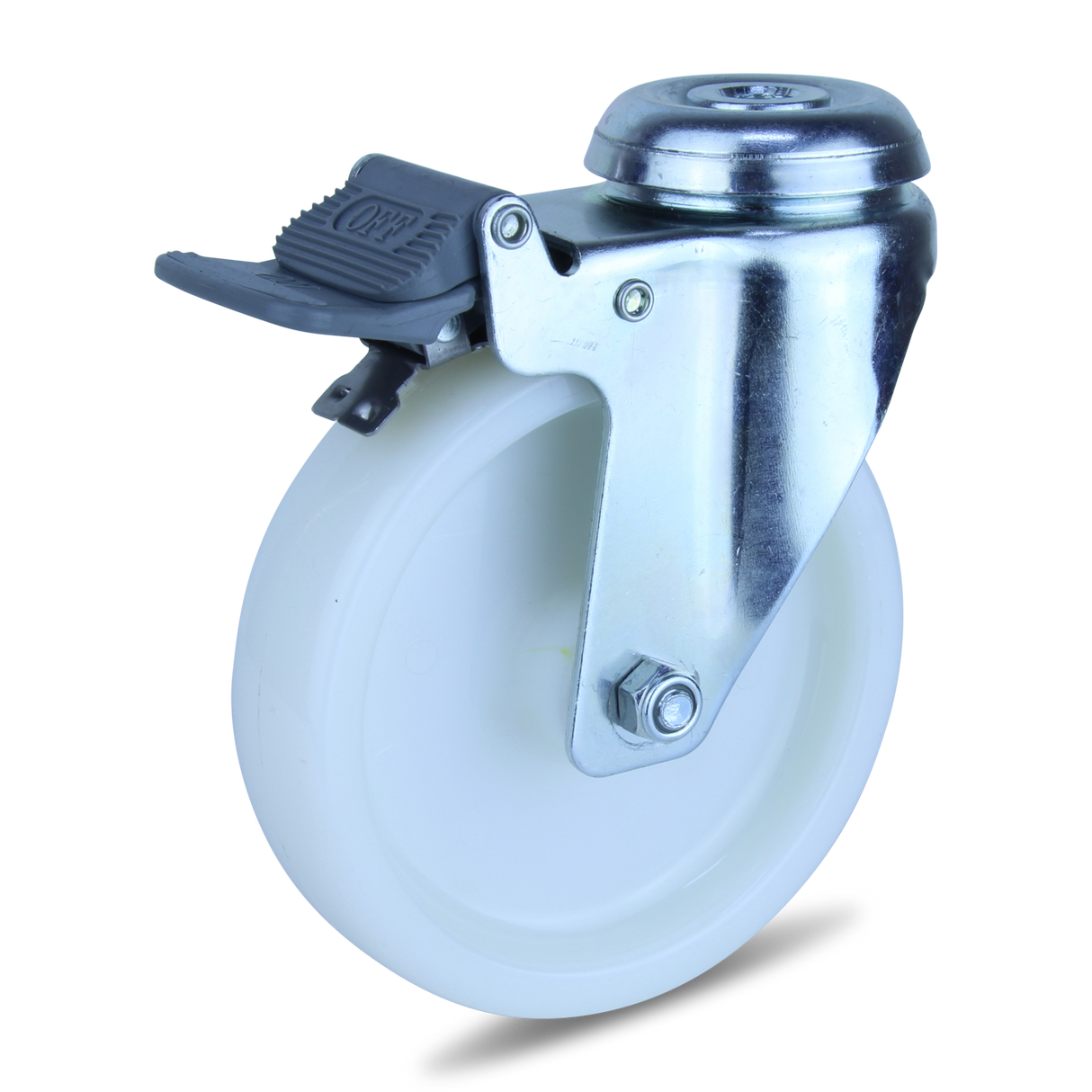 MZWNA125BHTB - 120 Kg Bolt-Hole Total Brake 125mm White Nylon