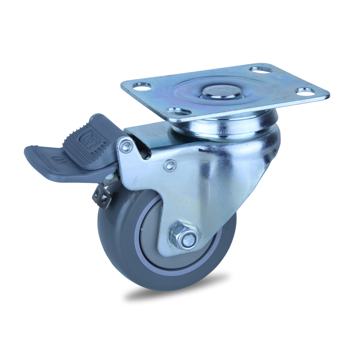 MZPUQ75STB - 85 Kg Swivel Plate Total Brake 75mm Polyurethane