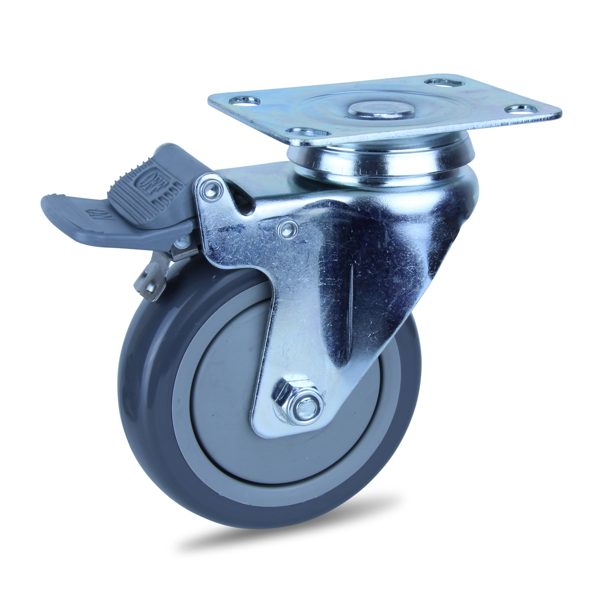 MZPUQ100STB - 100 Kg Swivel Plate Total Brake 100mm Polyurethane