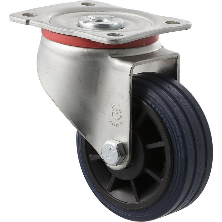 JBR100/JZP - 150 kg Swivel Plate 100mm Blue Rubber