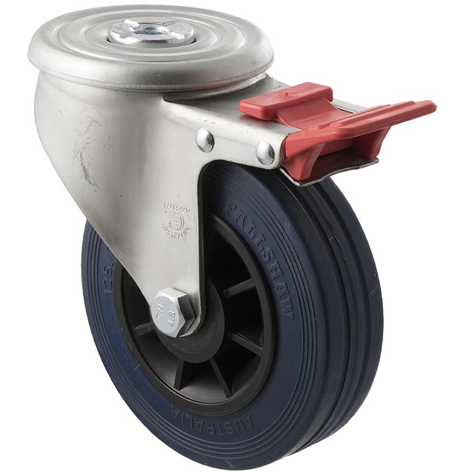 JBR125/JZHTB - 180 Kg Bolt-Hole Total Brake 125mm Blue Rubber