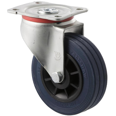 JBR125/JZP <span>180 Kg Swivel Plate 125mm Blue Rubber</span>